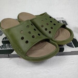 Crocs Classic Slide Sandals Mens 13 Women 11 Army Green Slip On Comfort Shoes